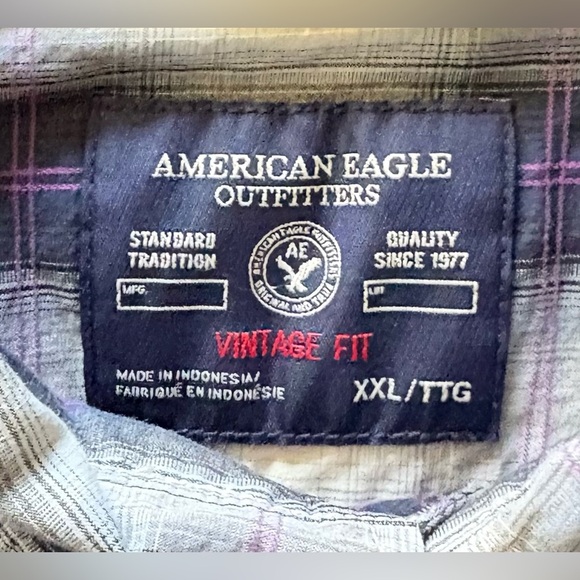 AEO Vintage Fit Plaid Button Down Shirt Size XXL - Picture 2 of 2